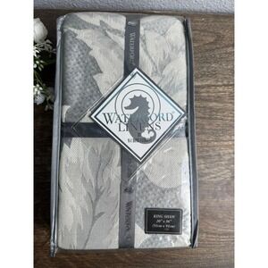 Waterford Linens Tramore Platinum King Sham Grey Silver Floral Jacquard W962 NEW
